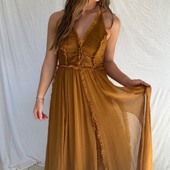 ASOS Golden Brown Maxi Dress - Picture 2 of 3